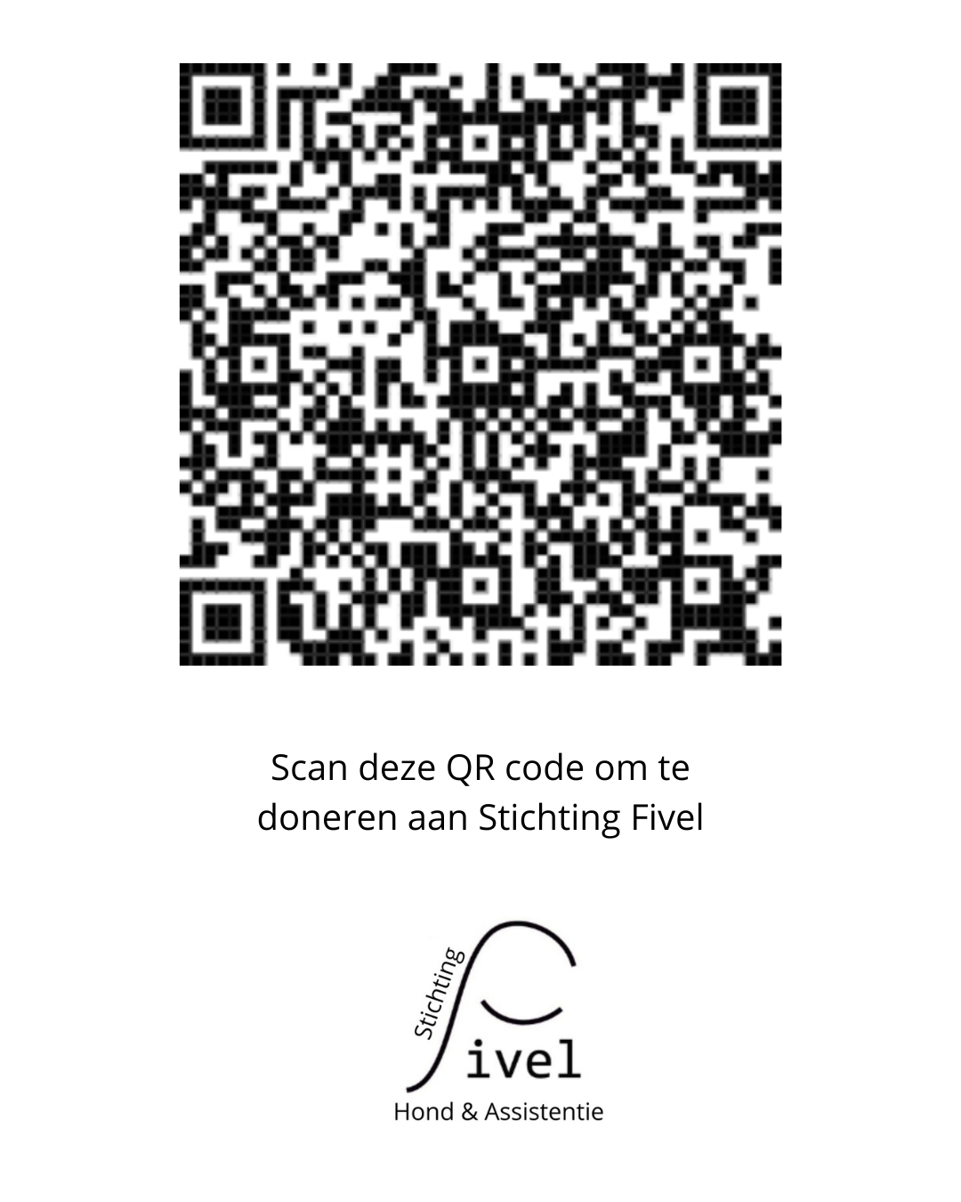 QR code om te scannen om te doneren aan stichting Fivel